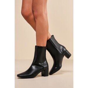 Lulus Clive Black Ankle Booties - Size 8